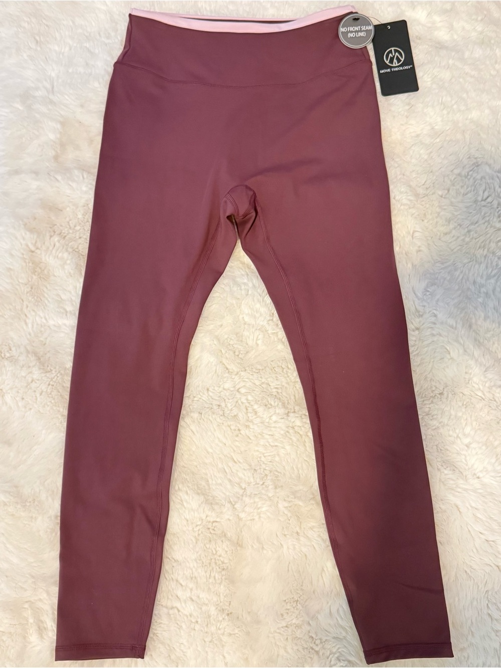 Move Theology Burgundy Active Leggings with Pink Trim